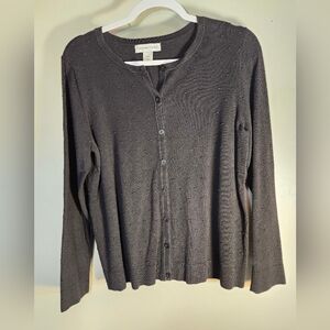 Christopher & Banks Black Button-Up Cardigan Cotton Blend Sz M